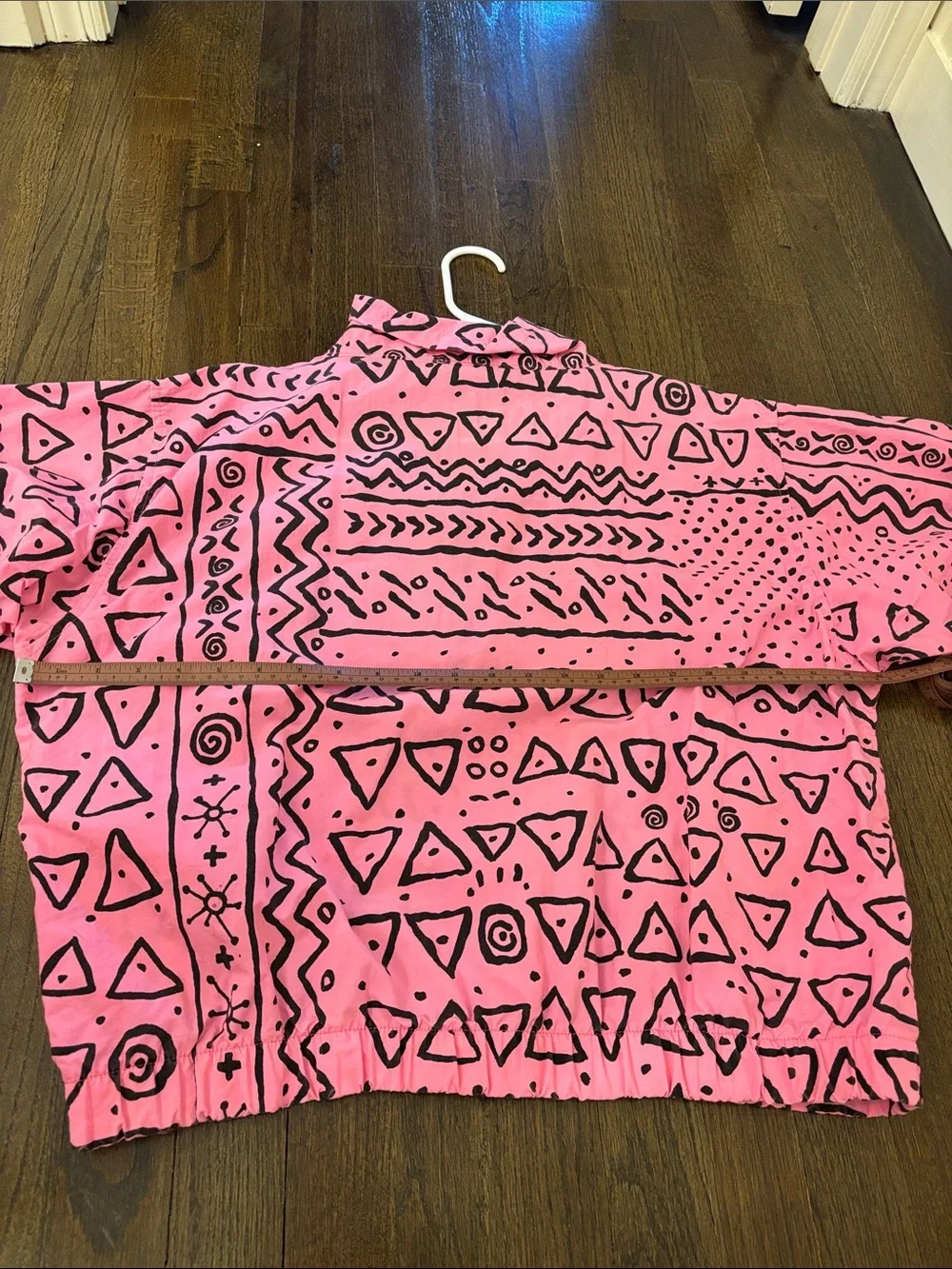 OP vintage 80s Neon Pink & Black Patterned Half-Zip Light Weight Jacket - Picture 10 of 10